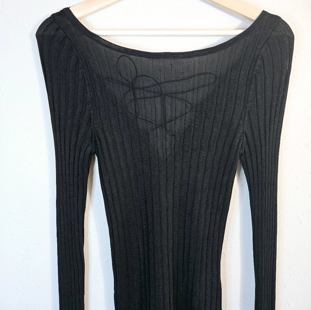 Free People Ribbed Low Back Cross Tie Long Sleeve Top Size Small NWT